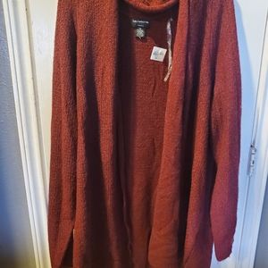 NWT LIZ CLAIBORNE RUST/WINE LONG XL CARDIGAN